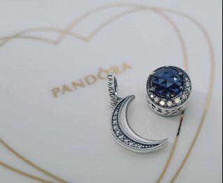 Sale!! BUY1 GET1 Authentic Pandora moon crescent necklace & moon star Charm