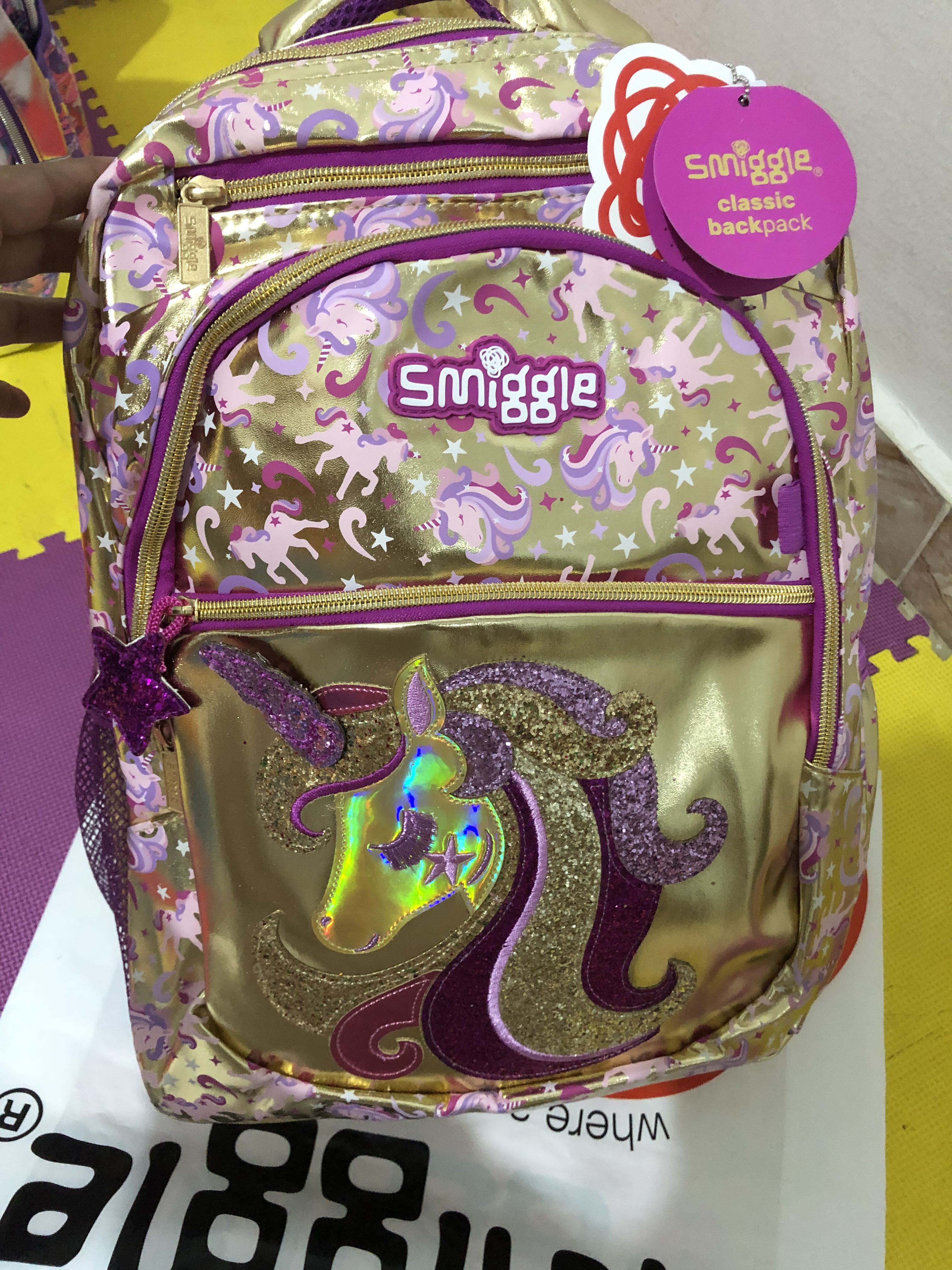 smiggle gold backpack