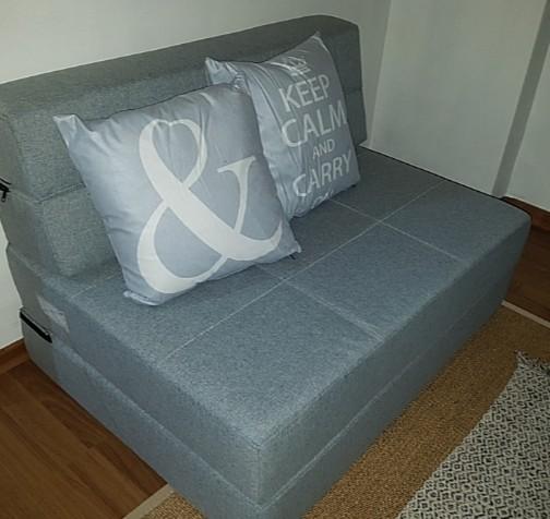 Sofa Bed (Category: Bedding & Towels) located in Singapore. Submitted by simplymars (Listing ID 1122507301, Image 1). Description: Bought in May 2021. Used. Condition Like New. Selling away as its big for my space Not in packaging. Self Collect Tampines Pls Arrange transport Price Negotiable. Bought at $200.