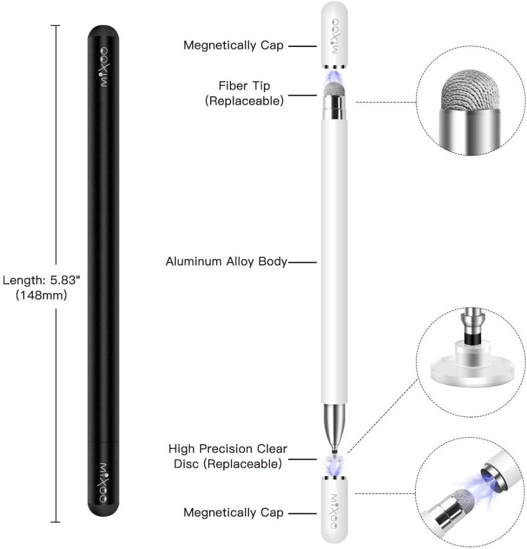 Mixoo Stylus Pen for Touch Screens, Disc & Fiber Tip 2 in 1 High  Sensitivity Universal iPad Pencil Stylus for iPhone/iPad