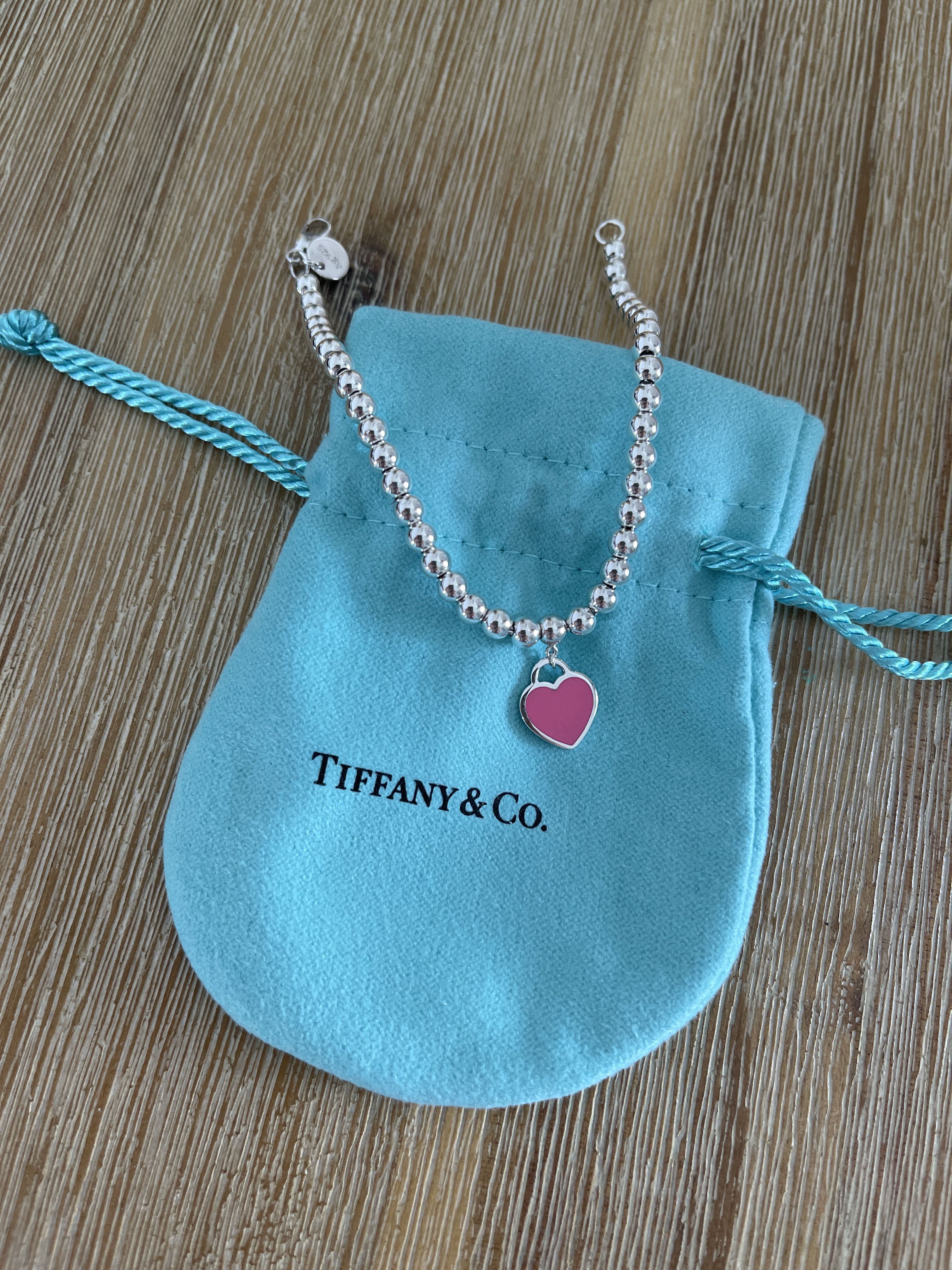 Tiffany co pink heart tag bracelet Women s Fashion Jewelry