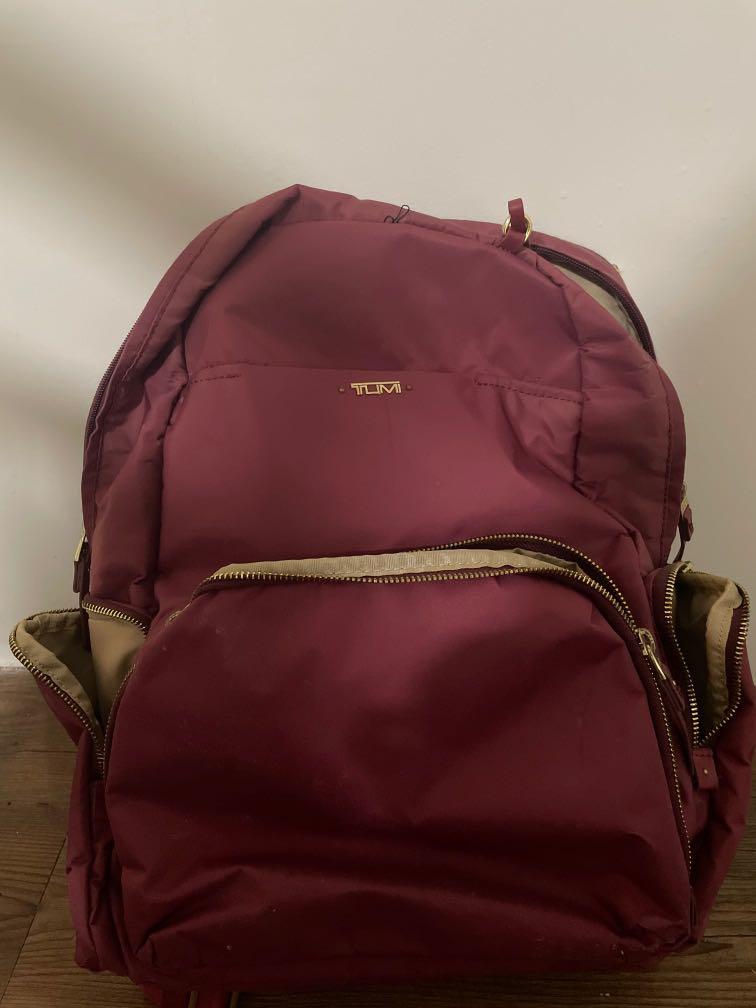 tumi burgundy backpack