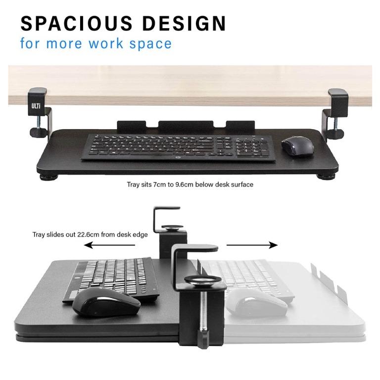 ULTi Clampon Keyboard Tray for Standing Desk, Ergonomic Under Desk