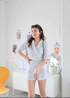 White tweed coords shorts