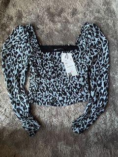 Zara blue leopard print top