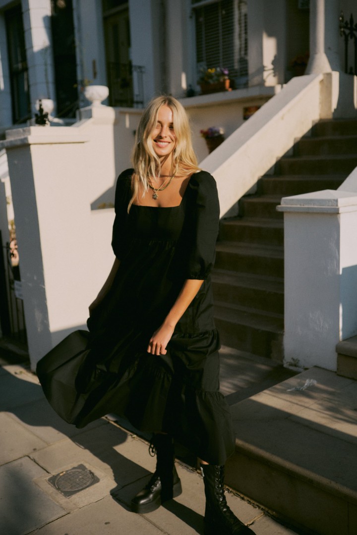 Zara midi dress with panels, Fesyen Wanita, Pakaian Wanita, Gaun & Rok