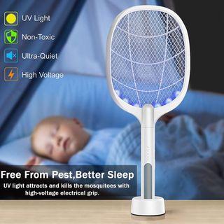2 In1 Electric mosquito Swatter+ mosquito killer Zapper Rechargeable Electric Mosquito Bat COD