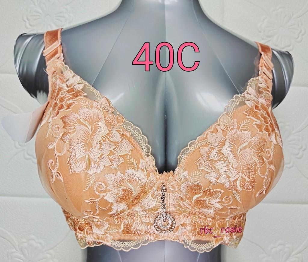 40C/90C - 3D Embroidery PLUS SIZE BRA - 5 HOOKS, Women's Fashion