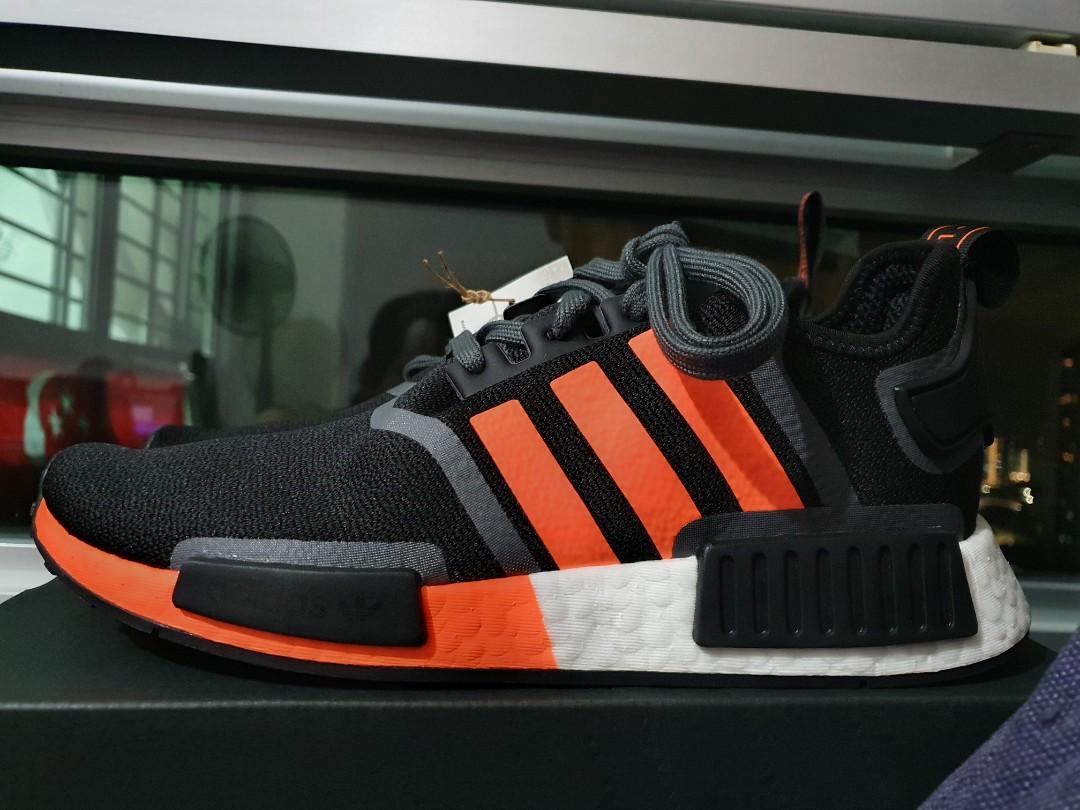 Adidas NMD_R1 Black White orange, Men's Fashion, Footwear, Sneakers on  Carousell