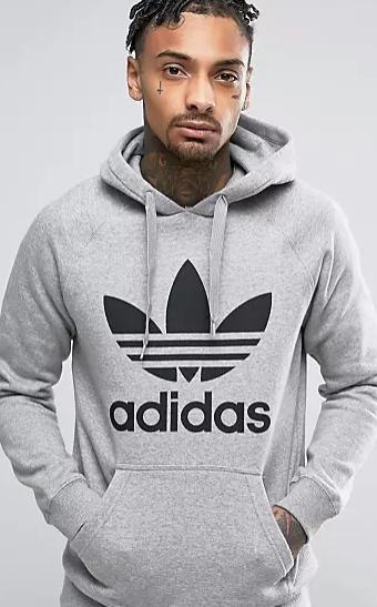 adidas Originals Trefoil Logo Pullover Hoodie In Grey Men s Fashion Tops Sets Hoodies on Carousell