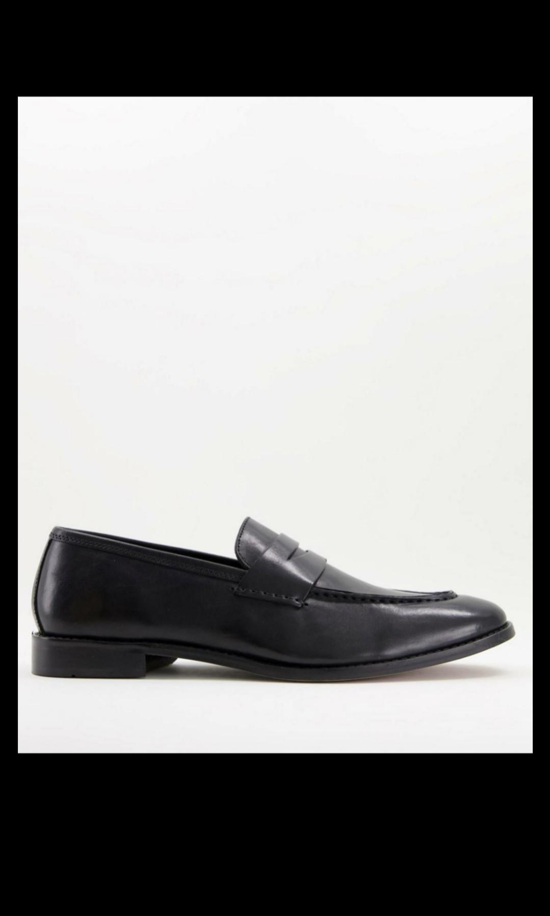 ASOS DESIGN black leather penny loafer