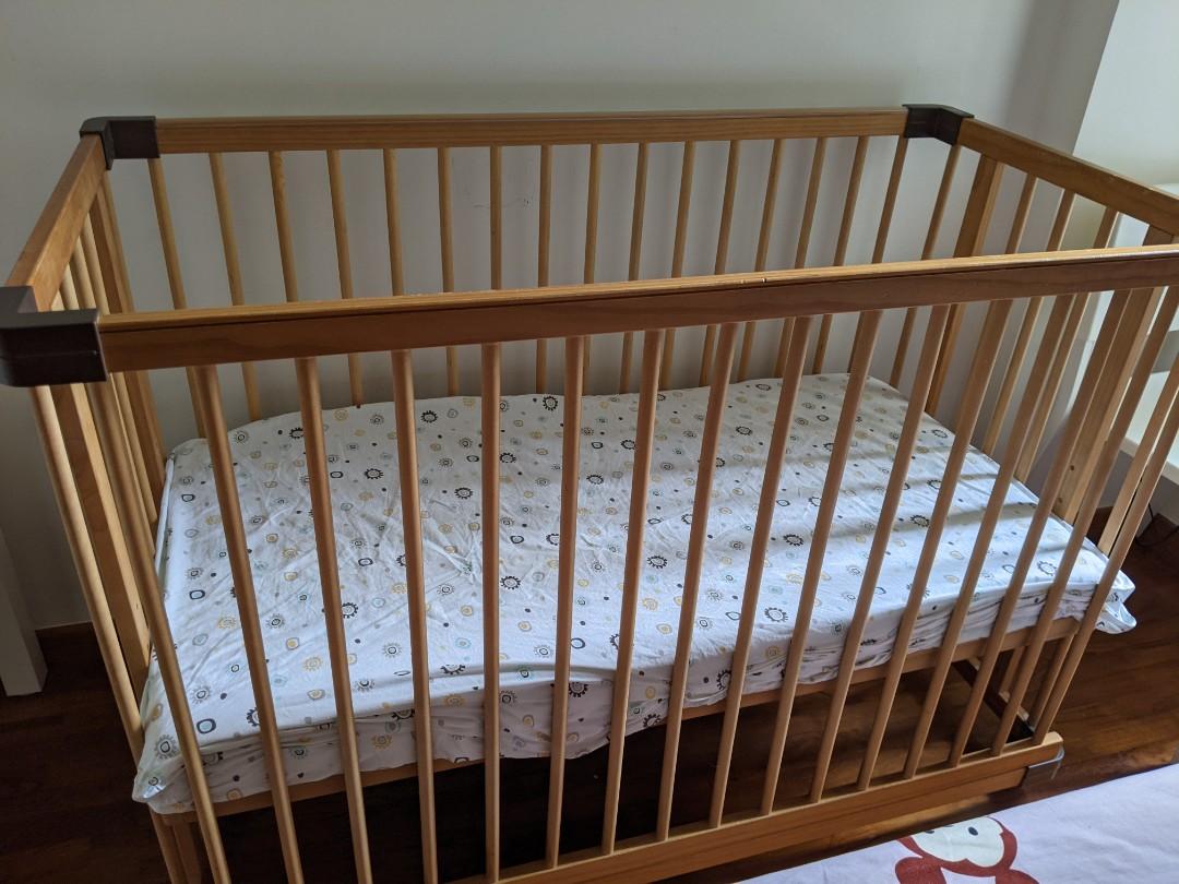 Baby cot with height adjustable, Babies & Kids, Baby Nursery & Kids