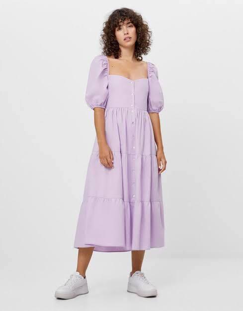 bershka purple dress Bershka Satin Midi Dress In Purple