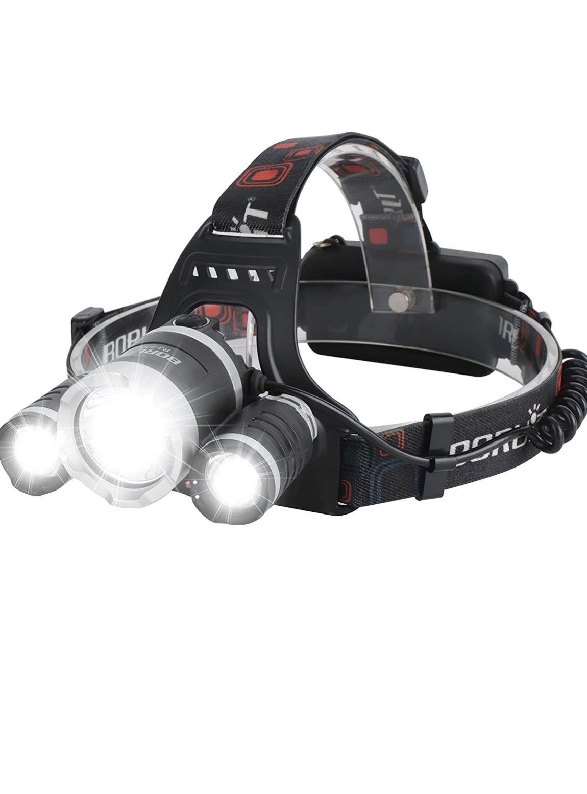 LED Headlamp 6000 Lumen with Rechargeable Headlamp, Bright Head  Lights,Waterproof Hard Hat Light,Fishing Head Lamp,Hunting headlamp,Running  or Camping