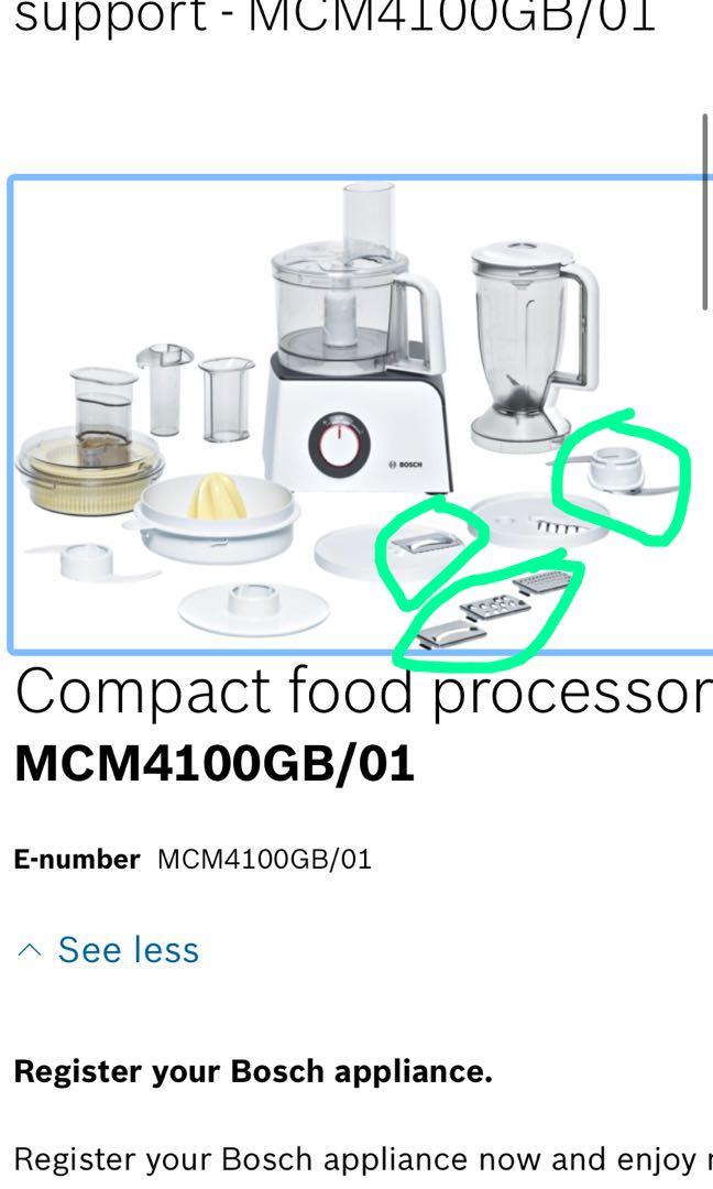 Bosch compact food processor MCM4100, TV & Home Appliances, Kitchen Appliances, Other Kitchen
