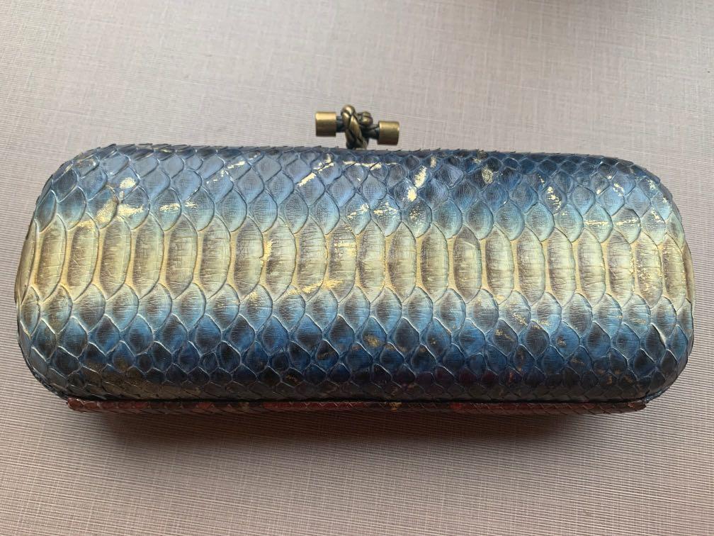 Bottega Veneta rare python skin evening clutch