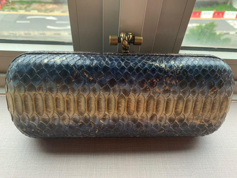 Bottega Veneta rare python skin evening clutch Women s Fashion Bags Wallets Clutches on Carousell