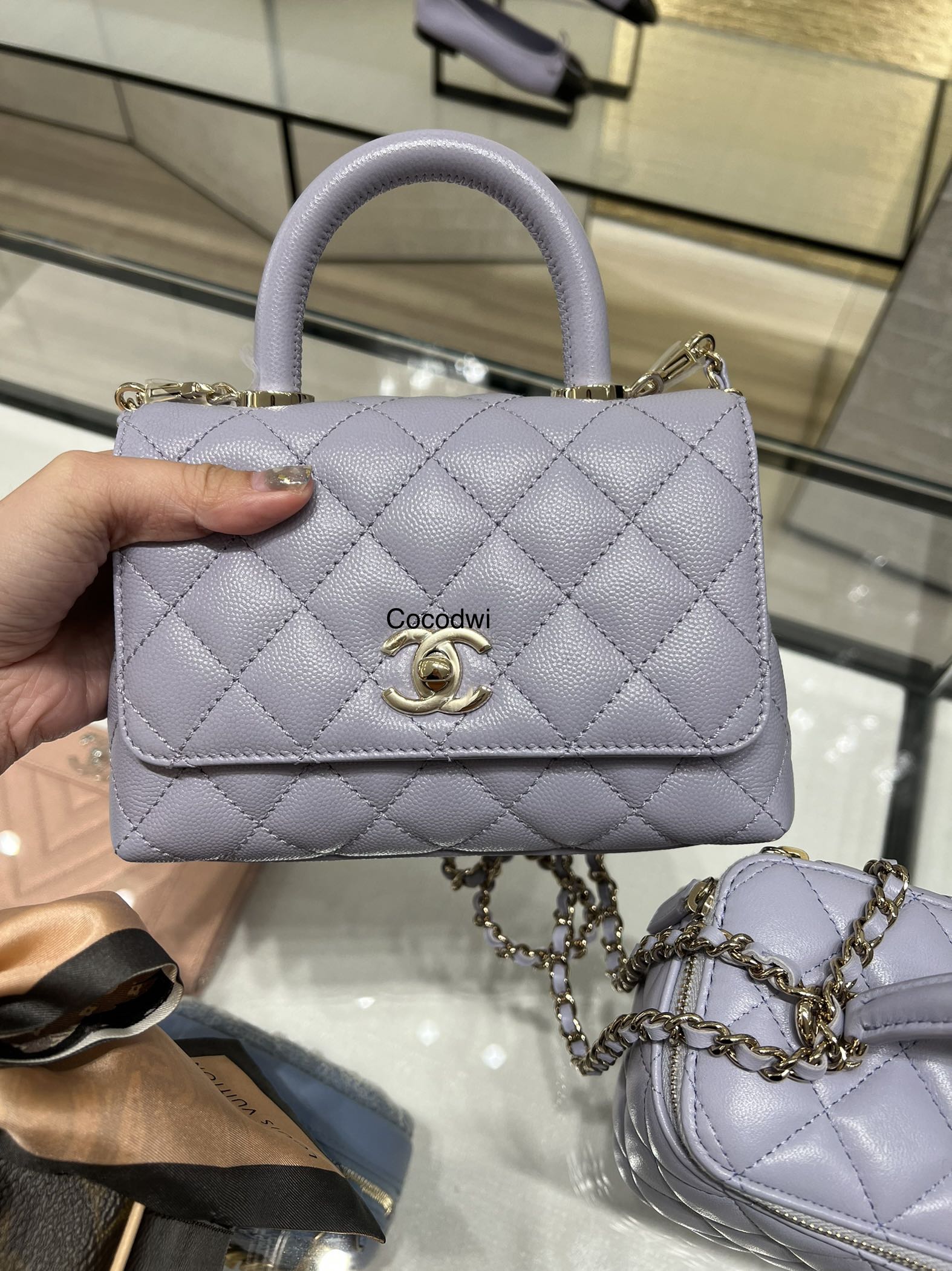 CHANEL caviar mini Coco handle Lilac 21k purple