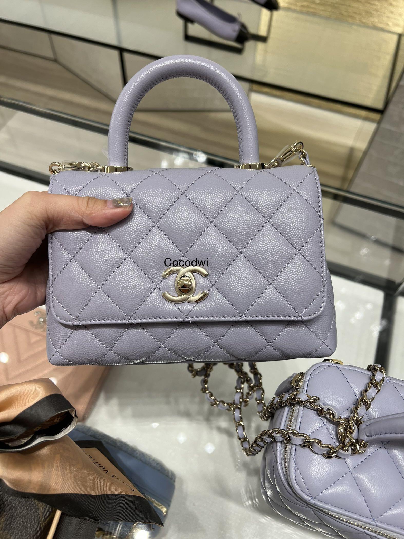 Chanel 21k light purple coco handle mini, Luxury, Bags & Wallets