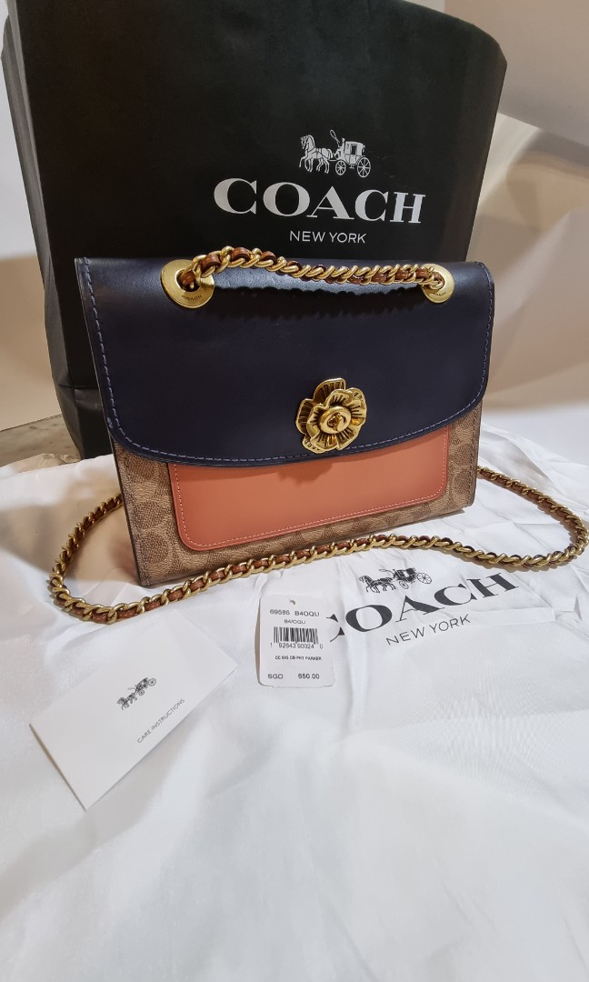 COACH Tea Rose Signature ColorBlock Pocket Parker Shoulder