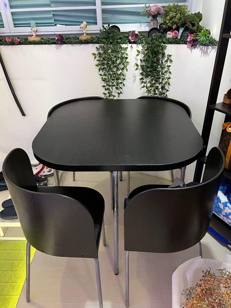 Hygena Amparo Dining Table Chairs Black, 41 OFF