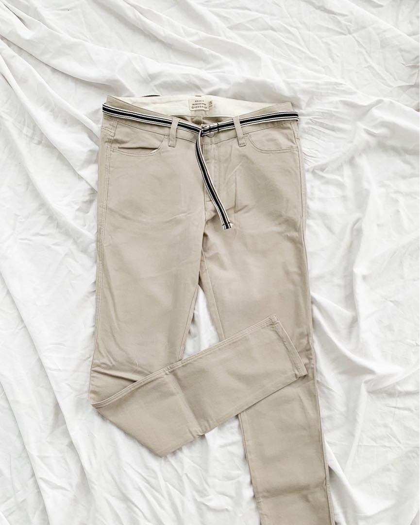Giordano khakis mid shop rise slim tapered