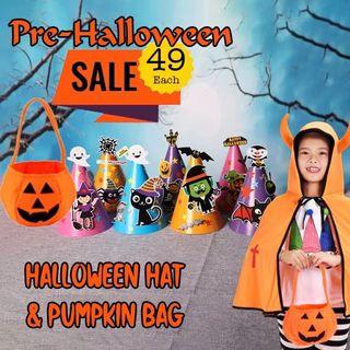 Halloween Hat Loot Bag Costume Baby Kids Party Hat Pumpkin Boys Girls Halloween Bag Candies Bag
