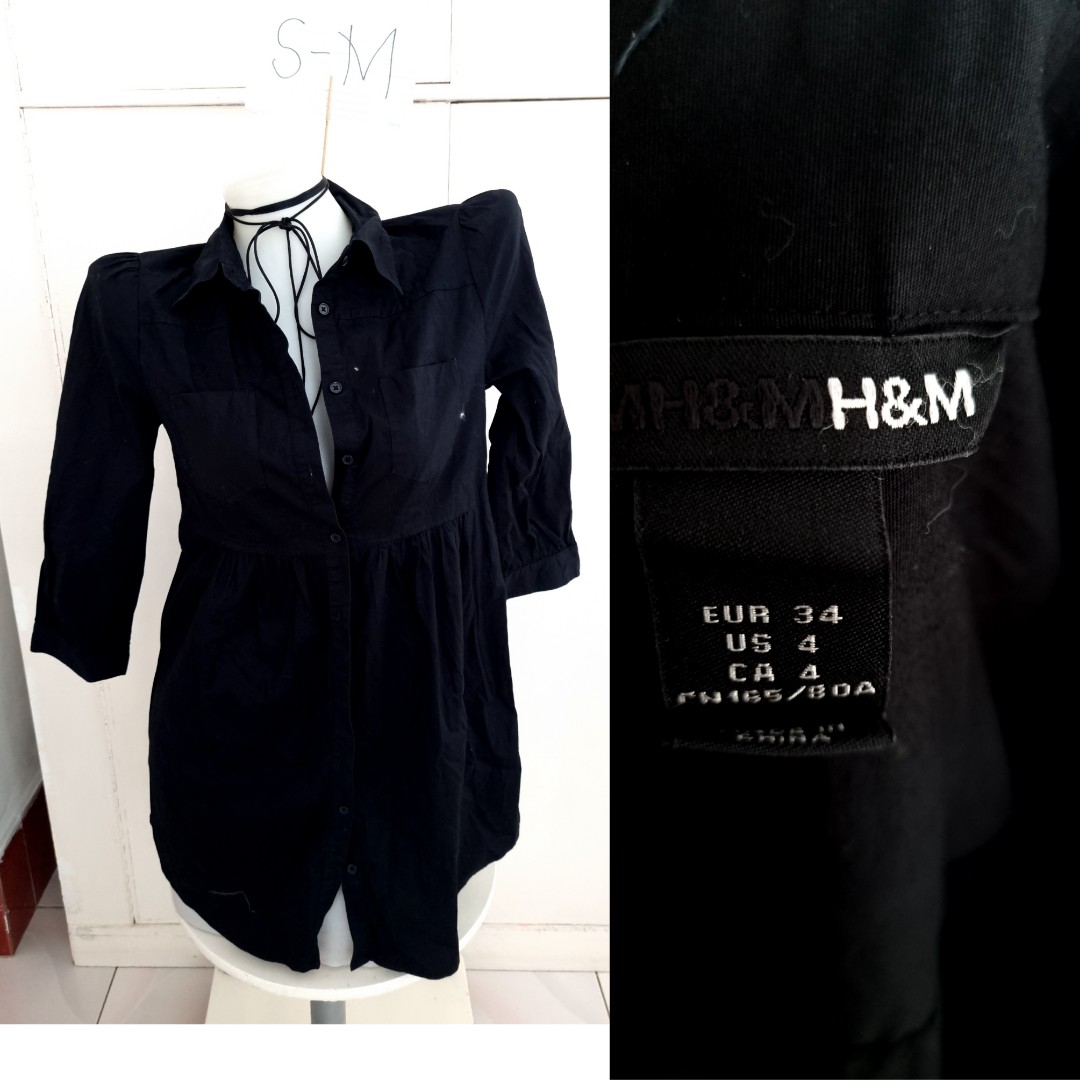 H\u0026M Black Office Wear Longsleeve Polo 