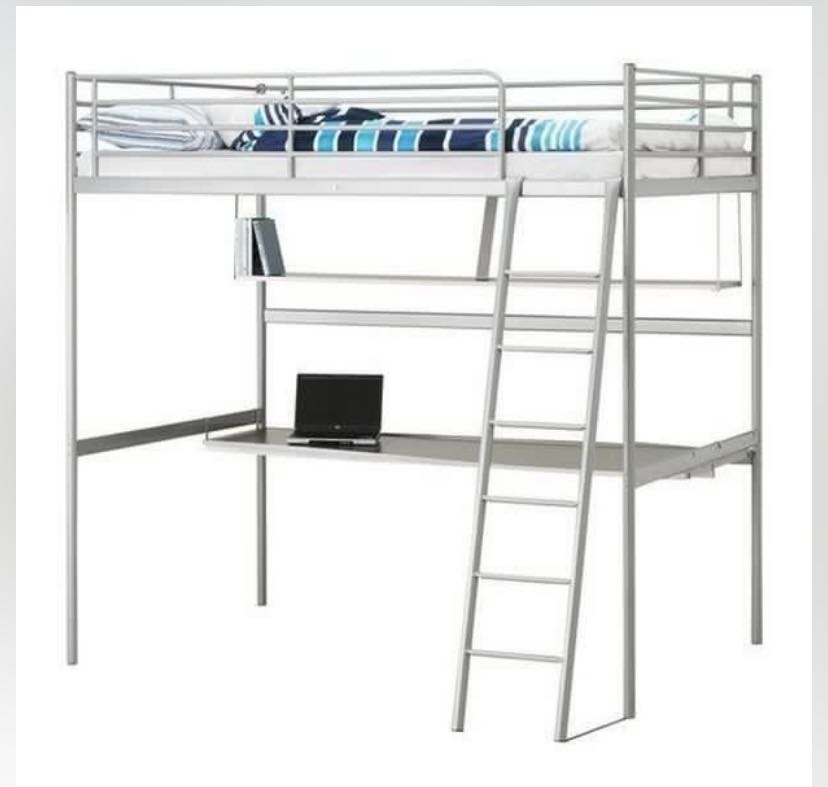 IKEA Svarta Loft Bed with Table & shelf, Furniture & Home Living, Furniture, Tables & Sets on