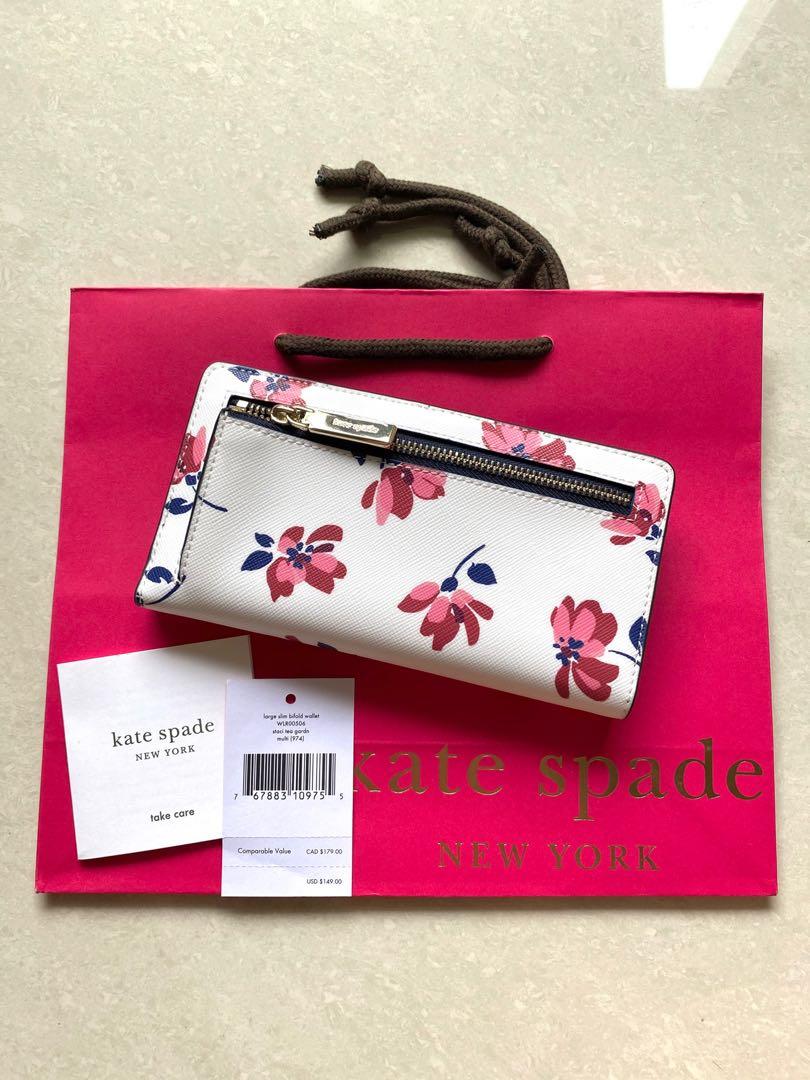 New Kate Spade Staci tea garden dot small slim card holder blue multi Gift,  New