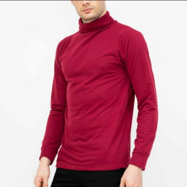 Kaos TURTLENECK MAROON turtle neck pria baju kerah tinggi hoodie