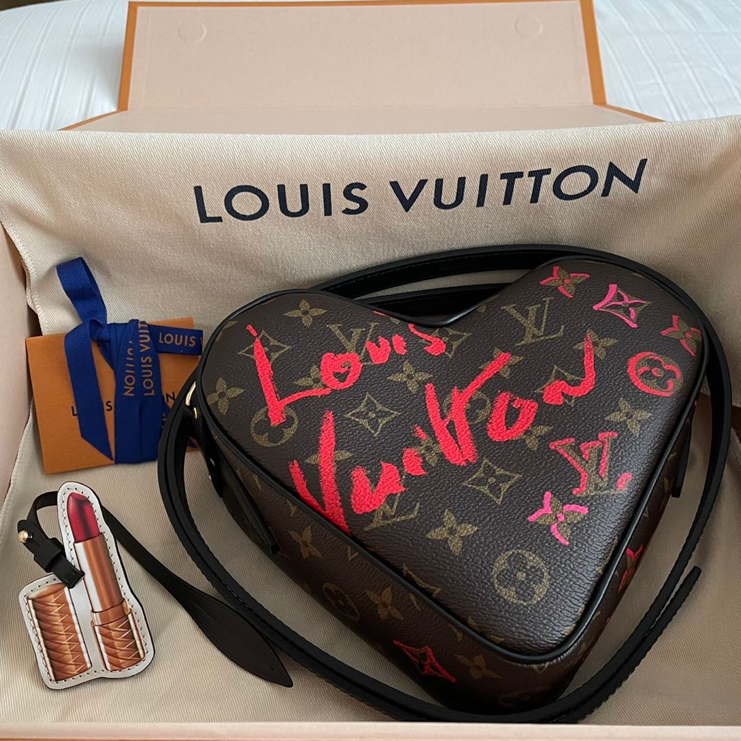 Louis Vuitton Heart Bag on Chain Fall in Love red leather mini leather LV  bag