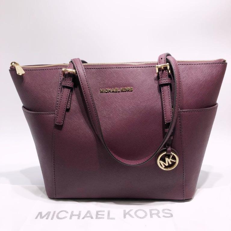 Michael Kors Purple Merlot Charlotte Large Saffiano Leather Handbag  Authentic BN, Women's Fashion, Bags & Wallets, Shoulder Bags on Carousell