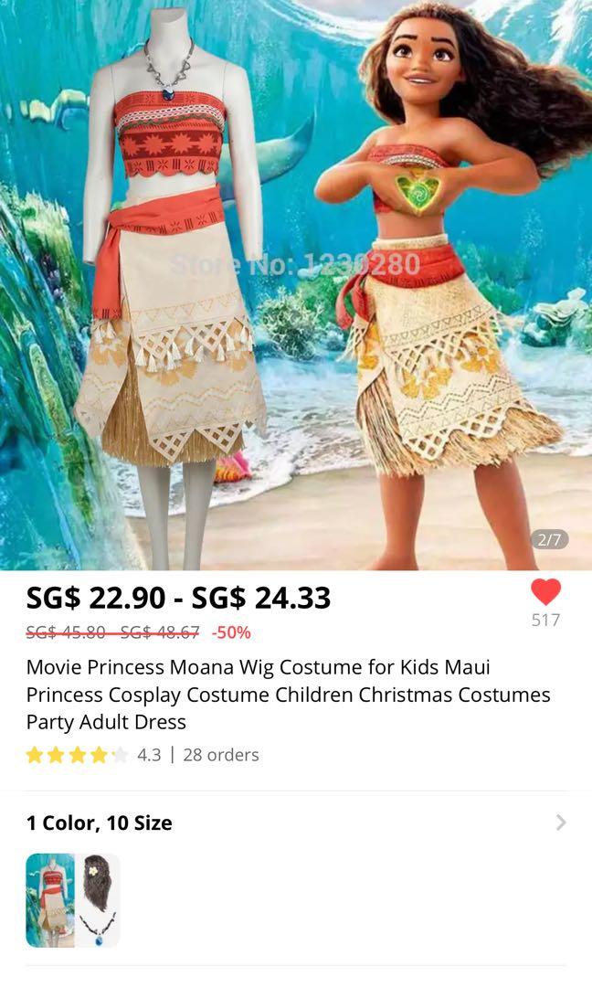 Moana Girls Disney Adventure Outfit Costume : : Toys & Games