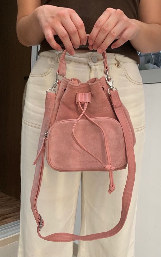 pink suede backpack