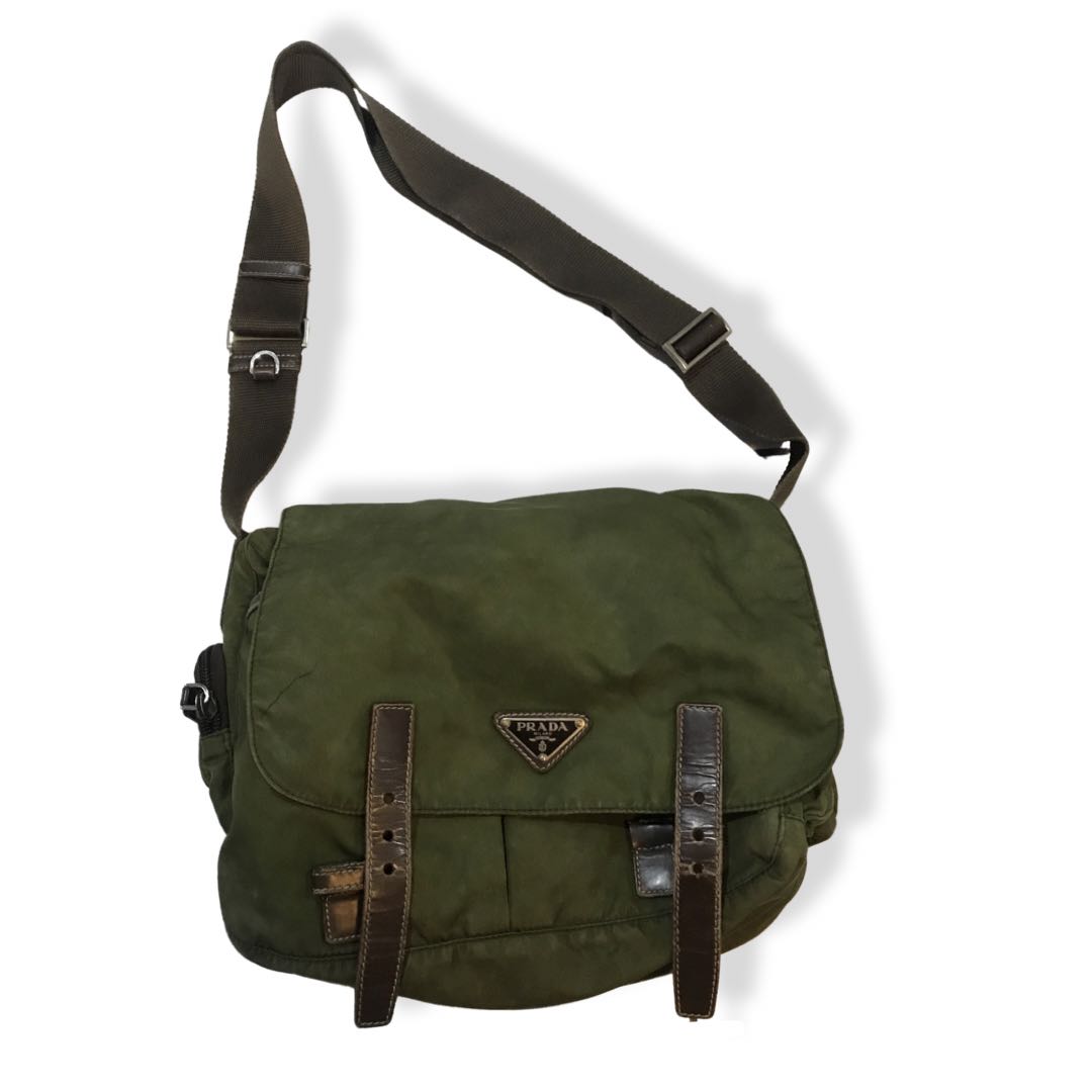 prada messenger bag green