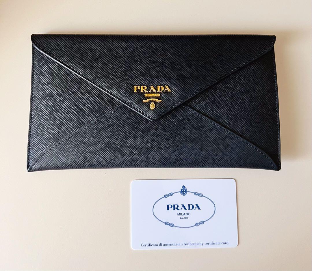 Leather envelope wallet prada Clearance