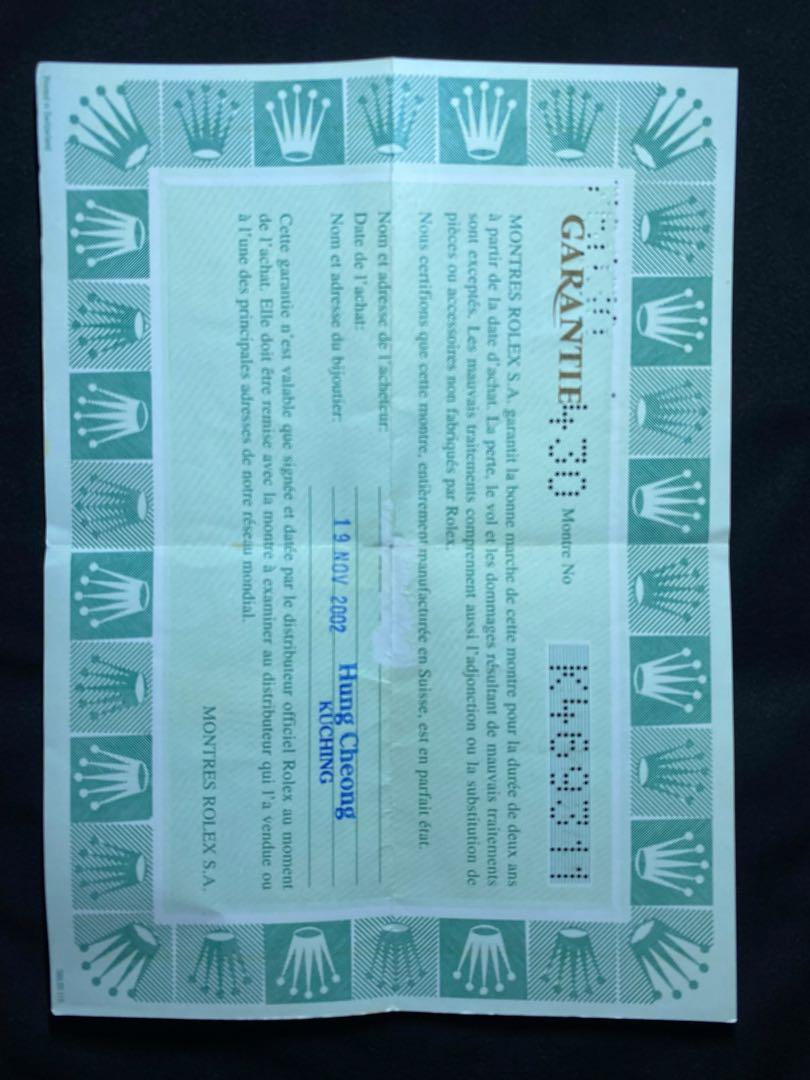 Rolex certificate, Luxury, Watches on Carousell