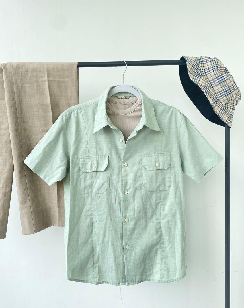 sage green button down polo, Women's 