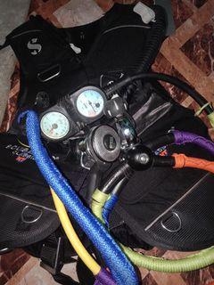 Scuba diving gear: Scubapro Classic and Mares regulator set.