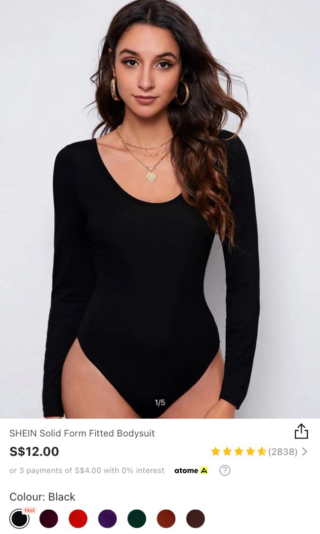 Shein Black Bodysuit, Women's Fashion, Tops, Longsleeves on Carousell