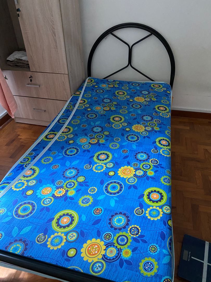 Single Bed with mattress and frame, Furniture & Home Living, Furniture