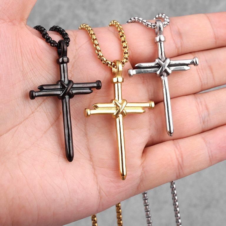 Stainless Steel Cross Chain Necklace Men s Fashion Watches