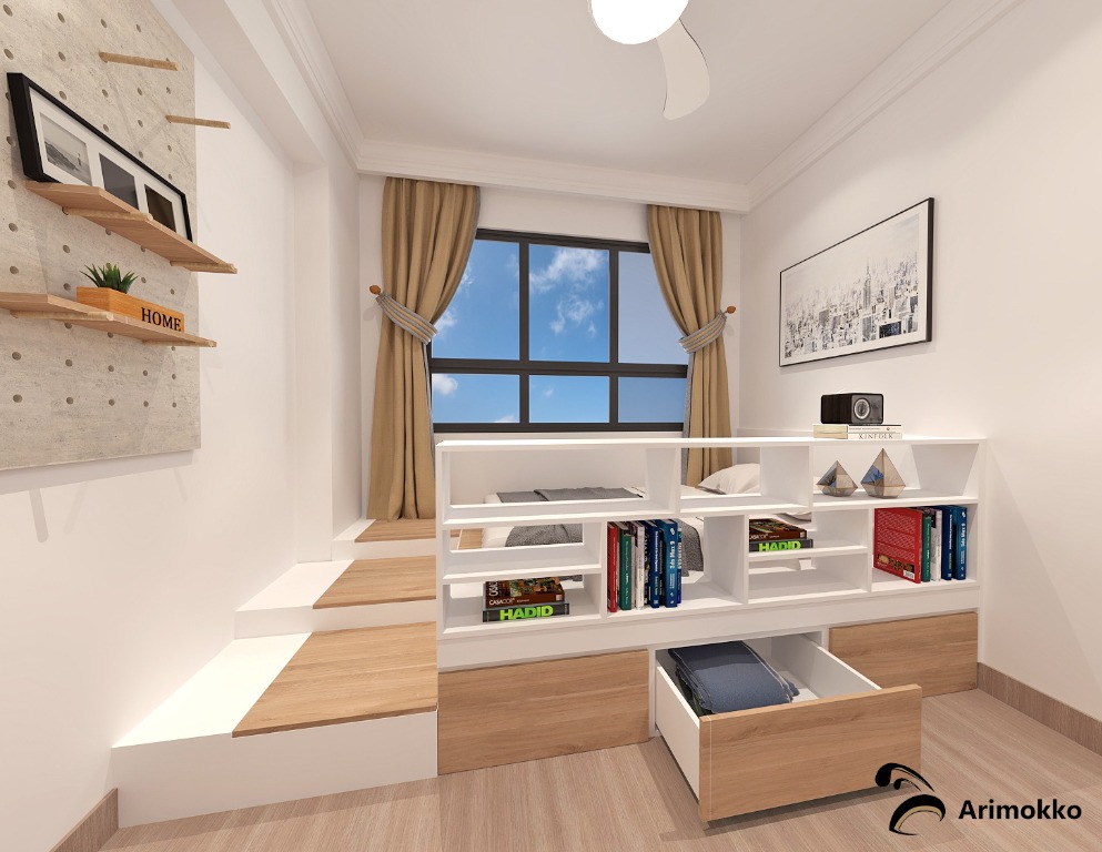 Platform double sales bed with storage
