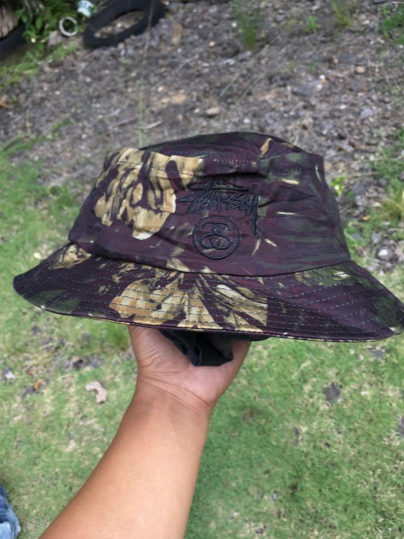 Stussy camo bucket hat Men s Fashion Watches Accessories Cap