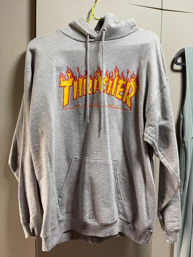 Thrasher silver cheap flame hoodie