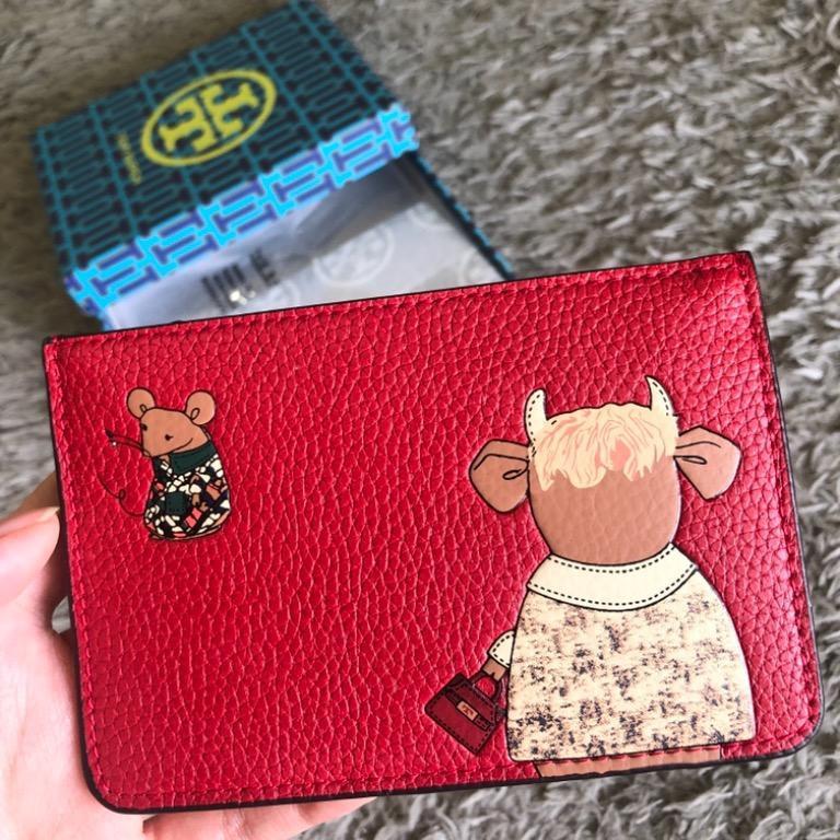 Tory Burch cow card holder wallet dompet kartu, Fesyen Wanita, Tas & Dompet  di Carousell
