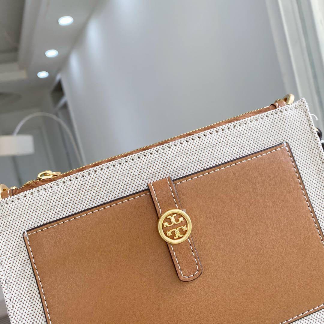 Tory Burch Walker Canvas Double Zip Crossbody, Women's Fashion, Bags