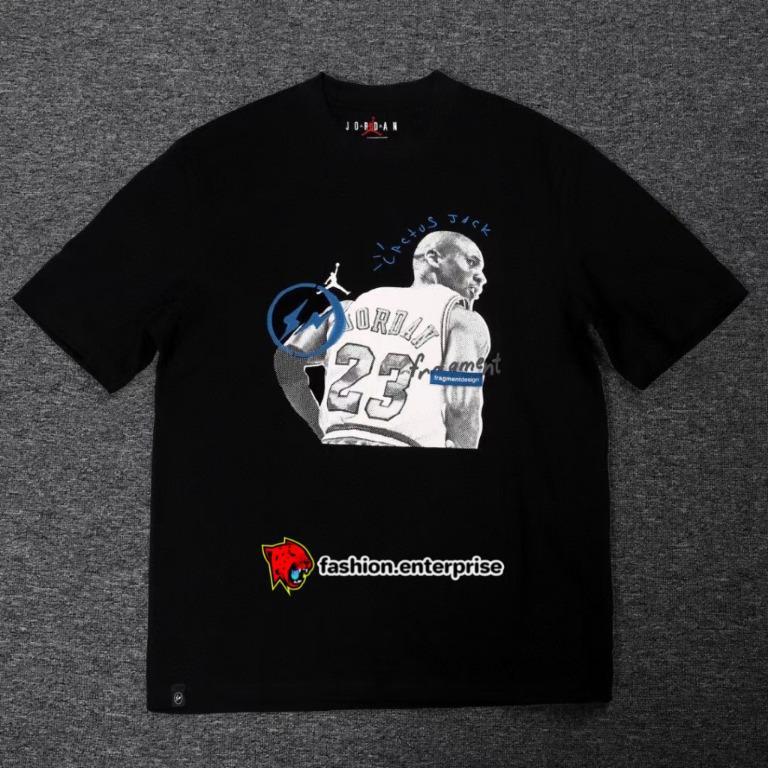 Travis Scott x Jordan x Fragment T-shirt Black, Men's Fashion