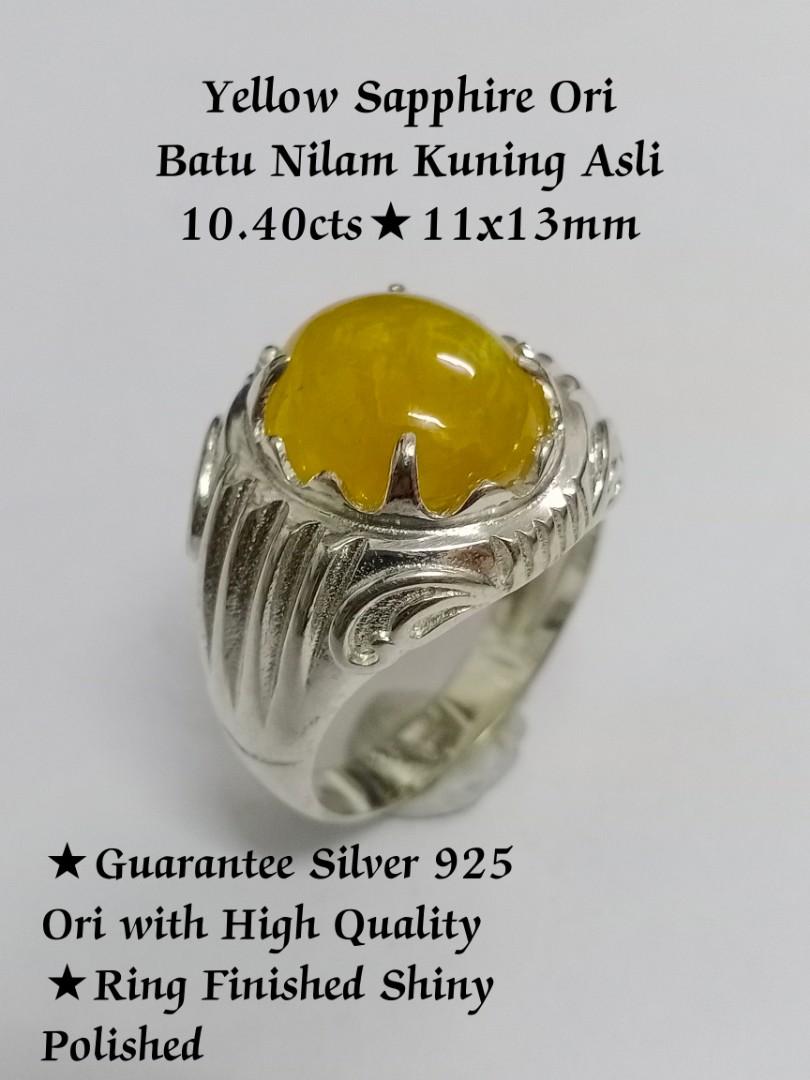 Yellow Sapphire Ori Cincin Batu Nilam Kuning Asli Silver 925 Ori 10 40cts 11 X 13mm Design Craft Handmade Goods Accessories On Carousell